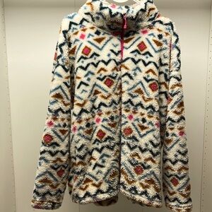 Patterned Eddie Bauer Sherpa-Like Half Zip